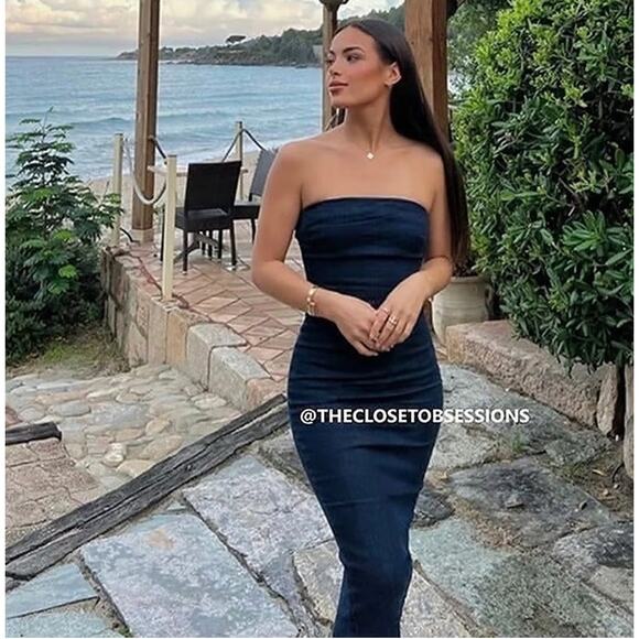 ZARA Blogger Fave Strapless Midi Dress NWT π - Picture 10 of 16